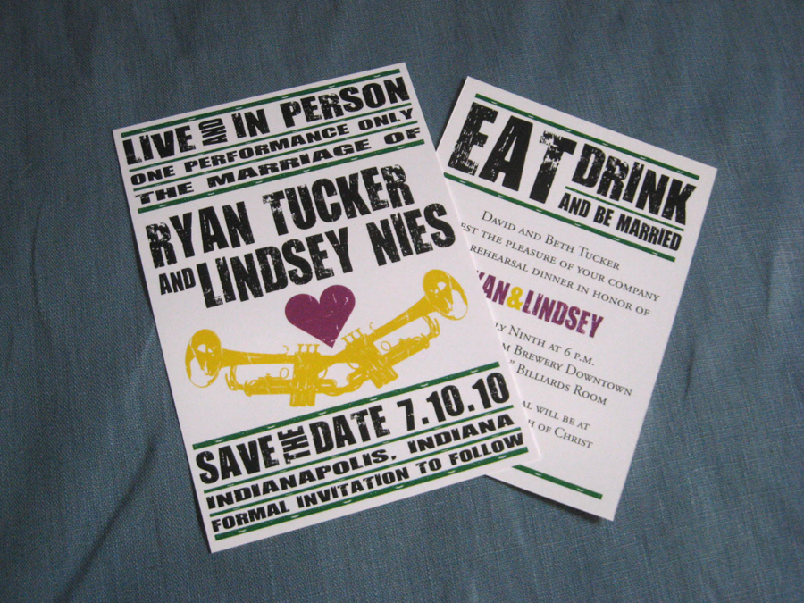 of Lindsey and Ryan 39s wedding invitations A little New Orleans in Indy